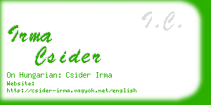 irma csider business card